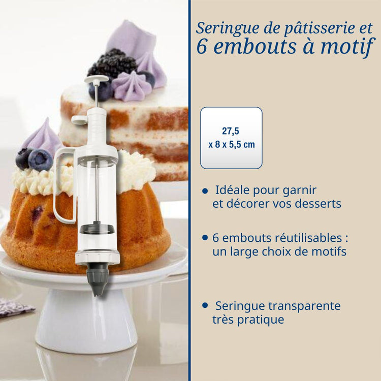 Ensemble seringue pâtisserie et ses 6 embouts à motif Dr Oetker