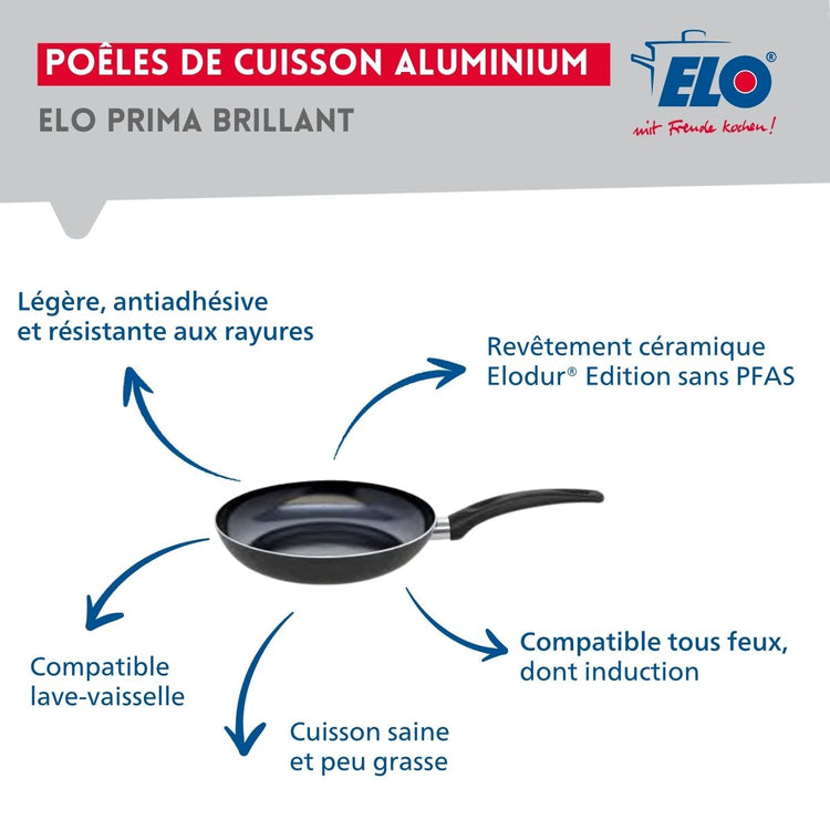 Ensemble de 1 Poêle de cuisson 20 cm et 1 faitout 14 cm Elo Prima Brillant