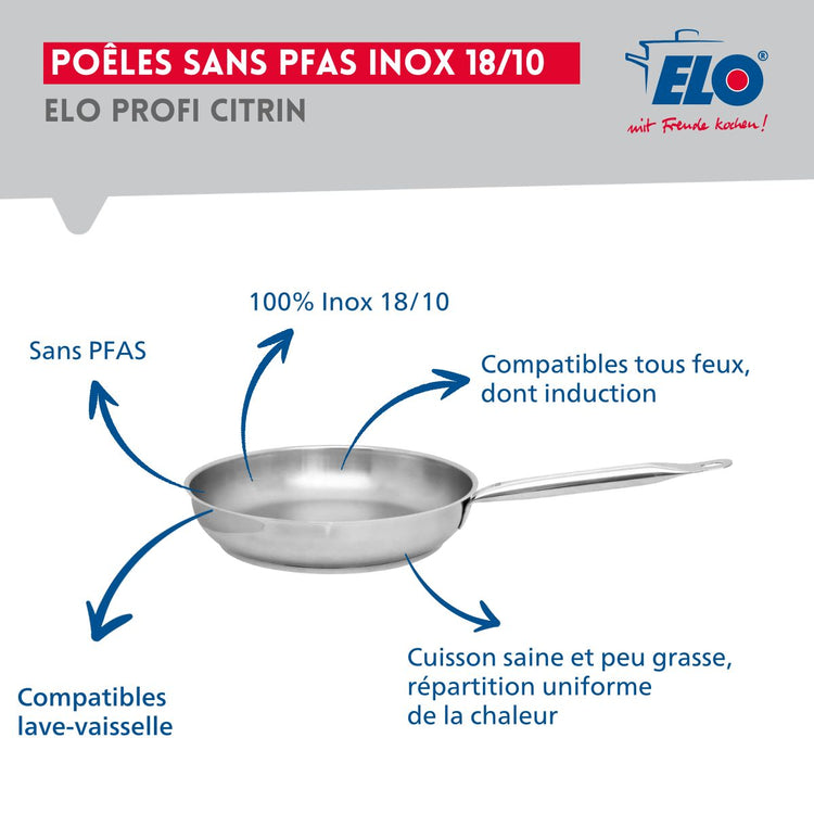 Ensemble de 1 Poêle de cuisson 24 cm et 1 faitout 12 cm Elo Profi Brillant