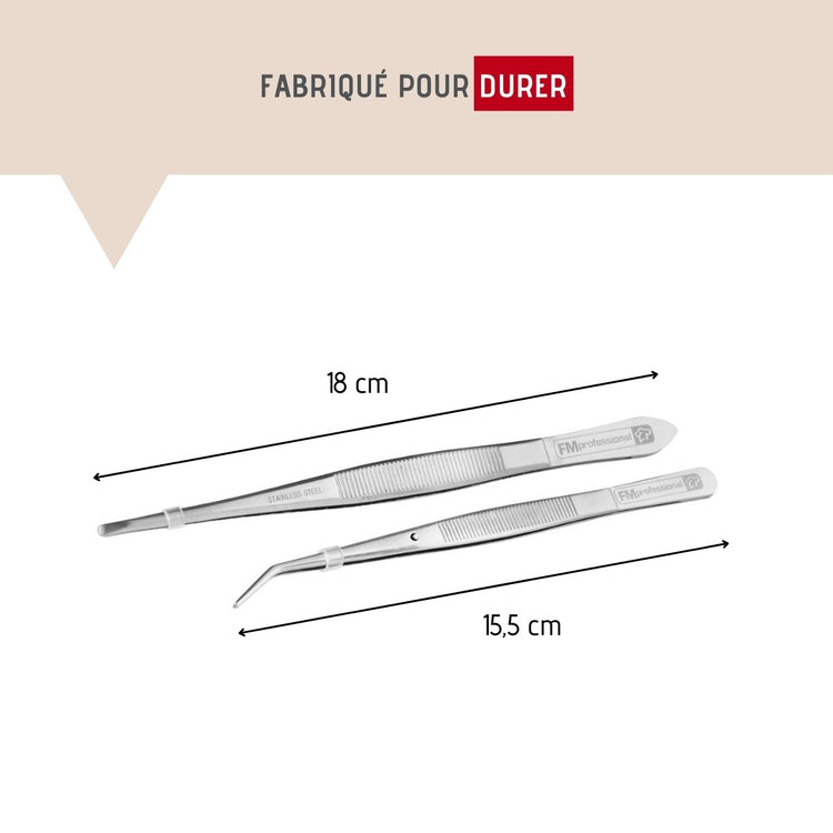 Lot de 2 pinces à dresser inox 18 et 15,5 cm FM Professional Pâtisserie