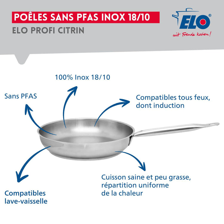 Ensemble de 1 Poêle de cuisson 28 cm et 1 faitout 12 cm Elo Profi Brillant