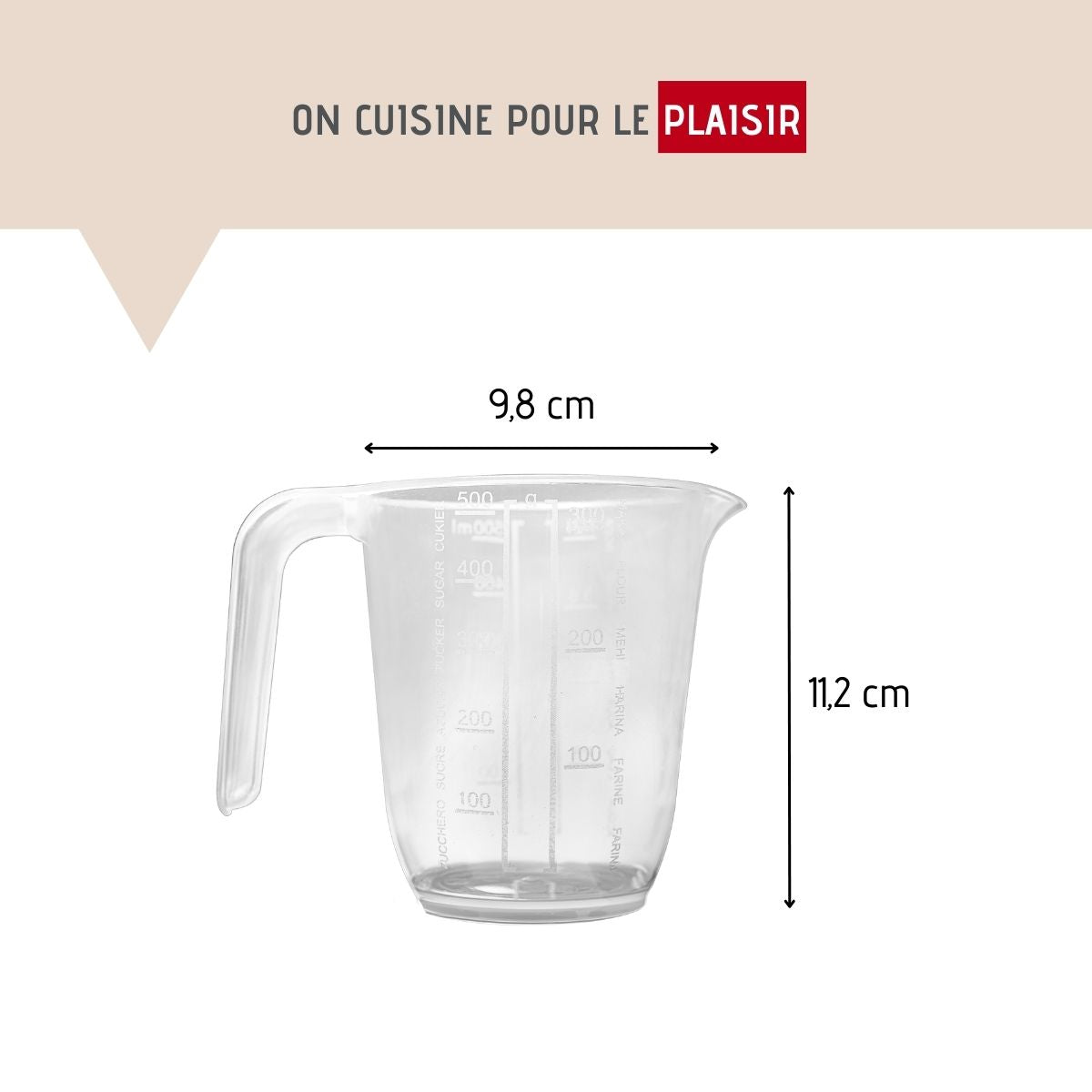 Verre doseur 500 ml en plastique transparent Fackelmann Basic