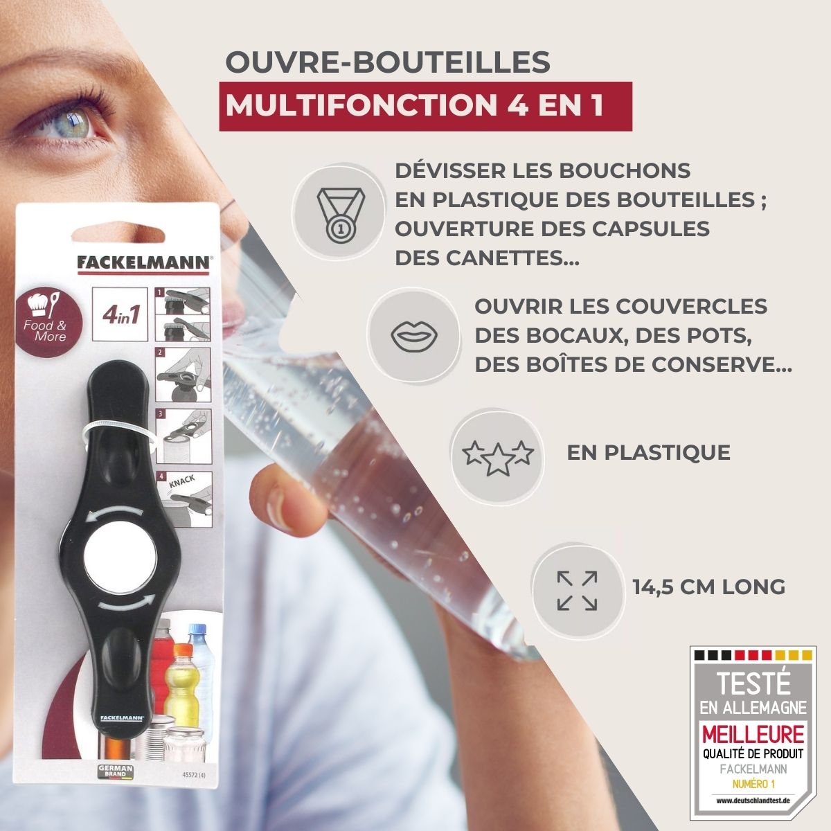 Ouvre bouteille 4 en 1 Fackelmann