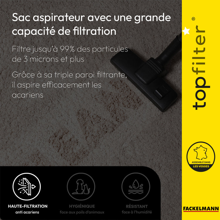 Lot de 4 packs de 4 sacs aspirateur 64001 universels TopFilter Premium