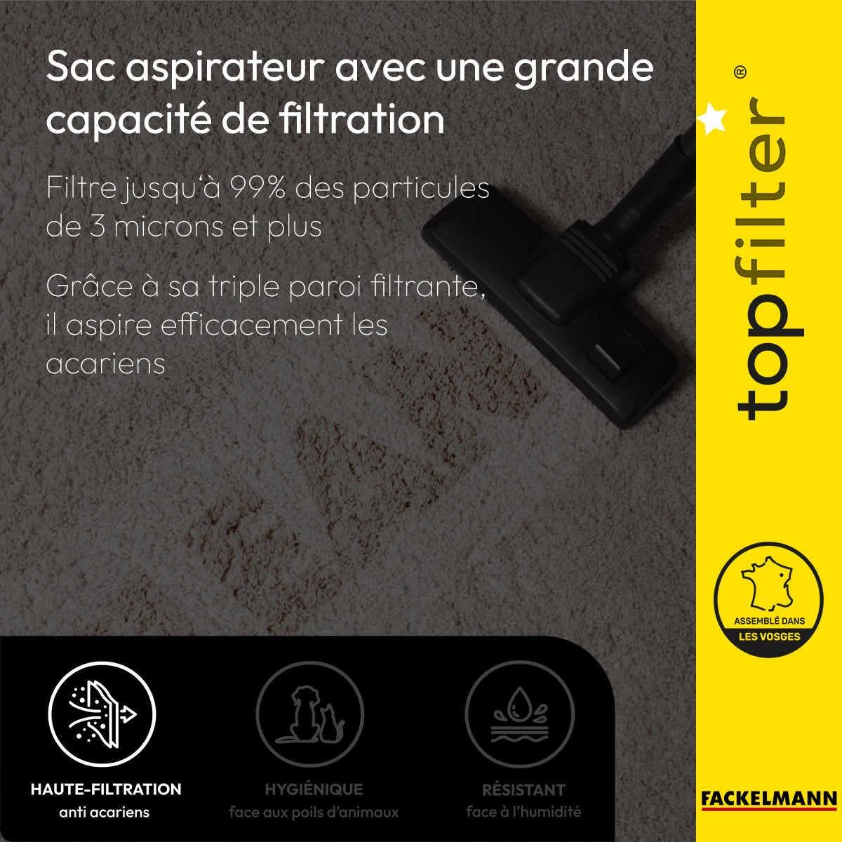 Lot de 4 packs de 4 sacs aspirateur 64140 Rowenta Silence Force Moulinex TopFilter Premium