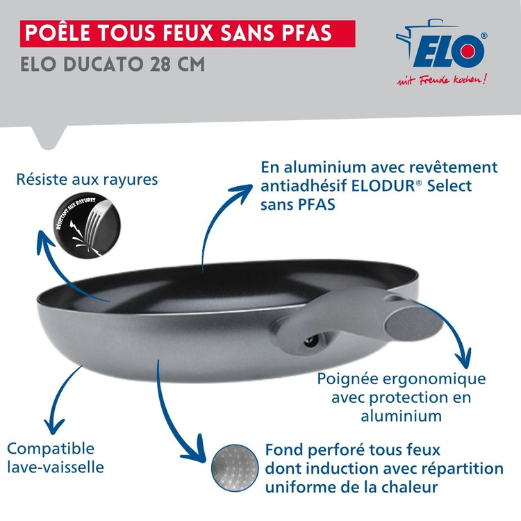 Poêle tous feux 28 cm sans PFAS Elo Ducato