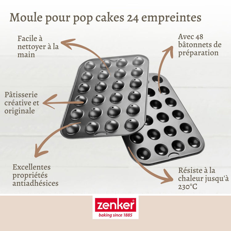 Set moule cake pop bâtonnets et sachets transparents 38 x 26 cm Zenker Special Creative