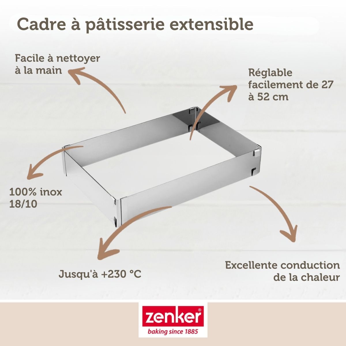 Cadre à gâteau rectangle réglable Zenker