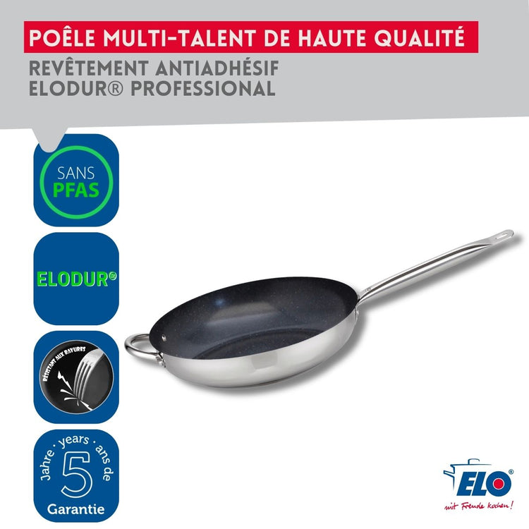 Poêle de cuisson avec revêtement céramique sans PFAS 32 cm Profi Therm Platinum Elo