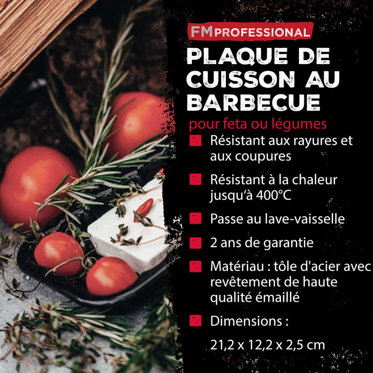 Lot de 3 plats de cuisson en acier émaillé 40 x 34 cm, 21 x 12 cm, 28 x 33 cm FM Professional Barbecue