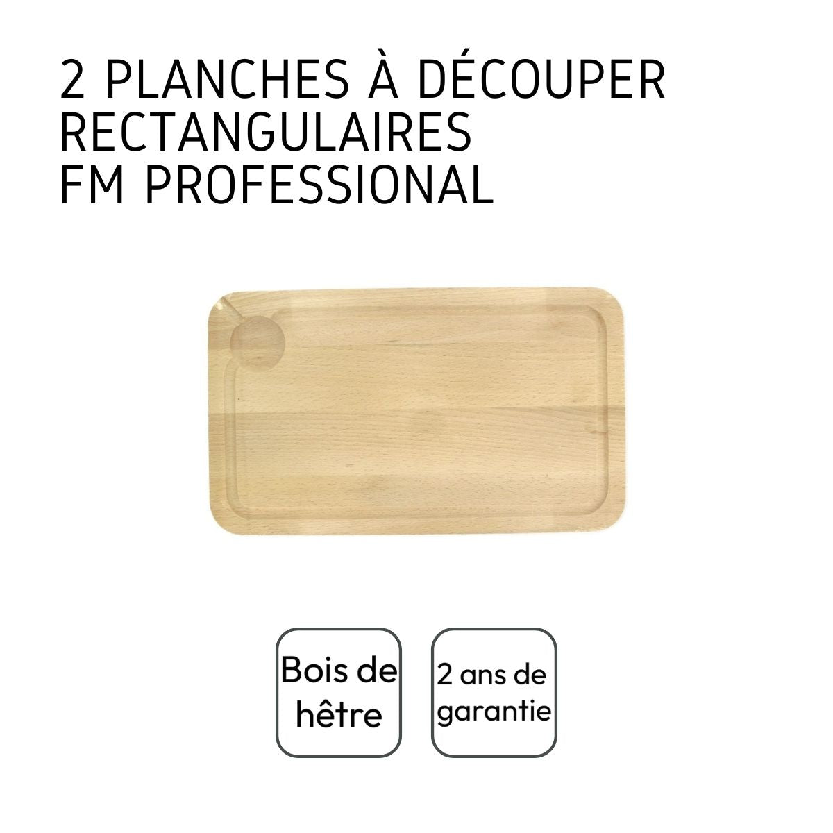 Planche à découper, hêtre avec rigolle et collecteur de sang 34 x 20 cm, par 2 Fackelmann Wood Edition