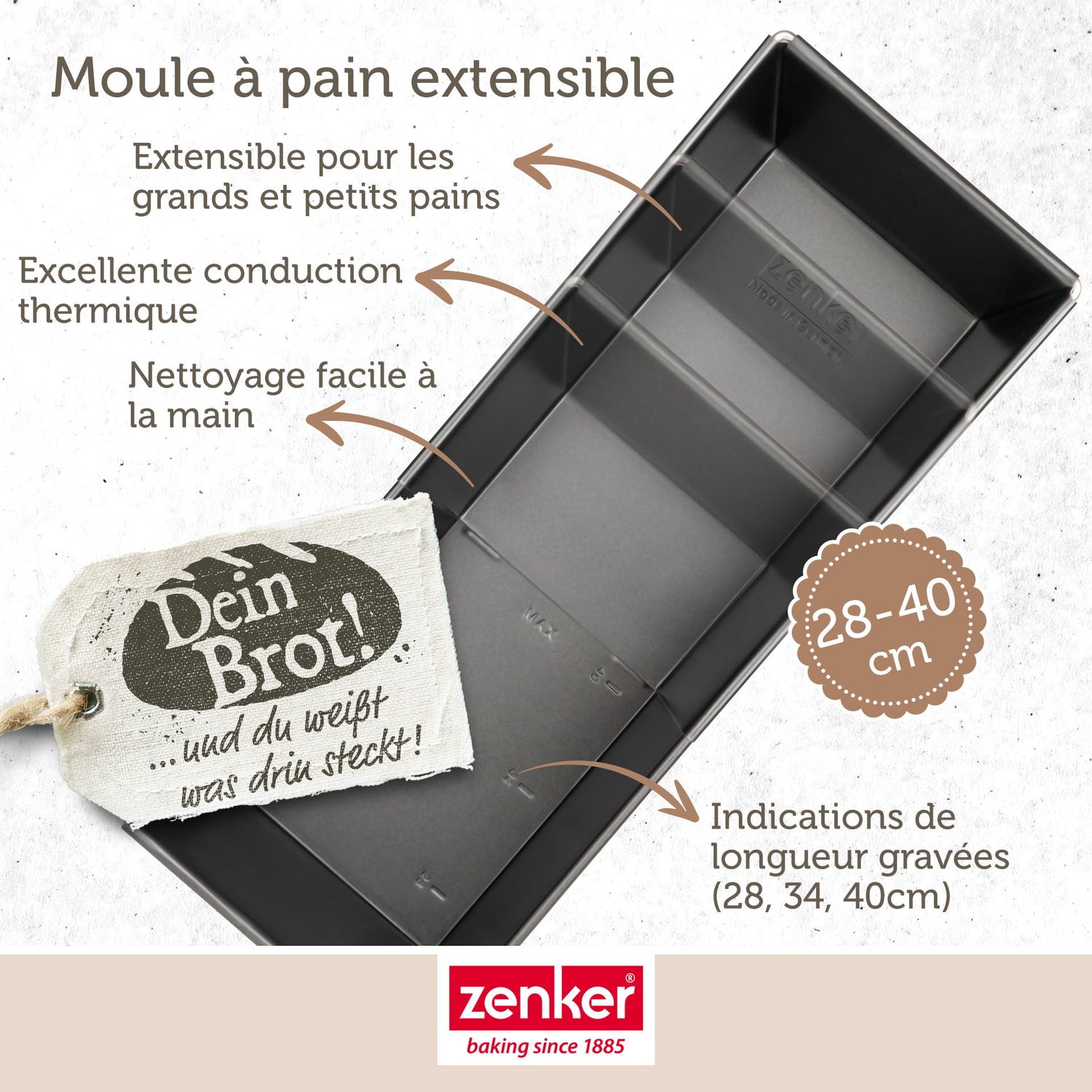 Moule à cake extensible de 28 à 40 cm Zenker Pure