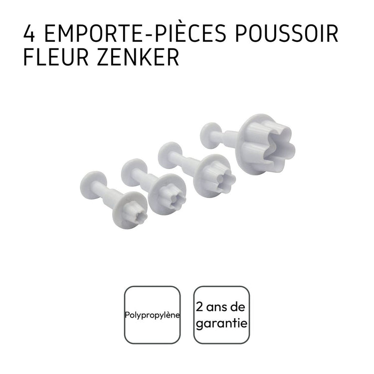 Lot de 4 emporte-pièces fleur pour pâte à sucre Zenker