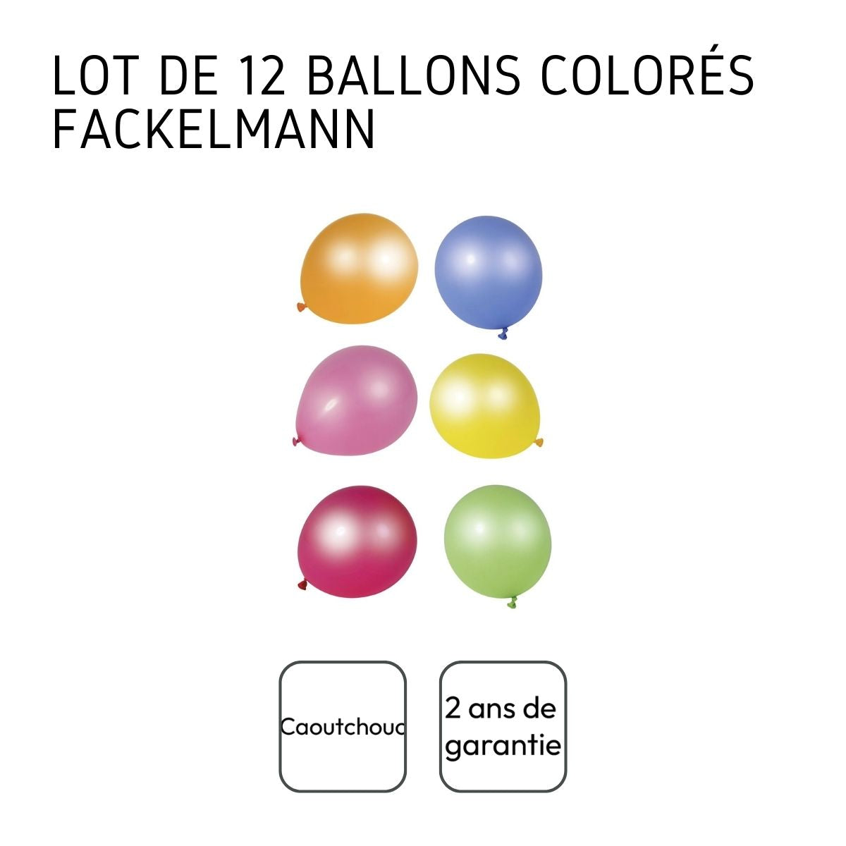 Lot de 12 ballons de baudruche colorés pour anniversaire Fackelmann