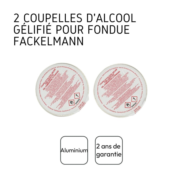 Lot de 2 coupelles d'alcool gélifié Fackelmann