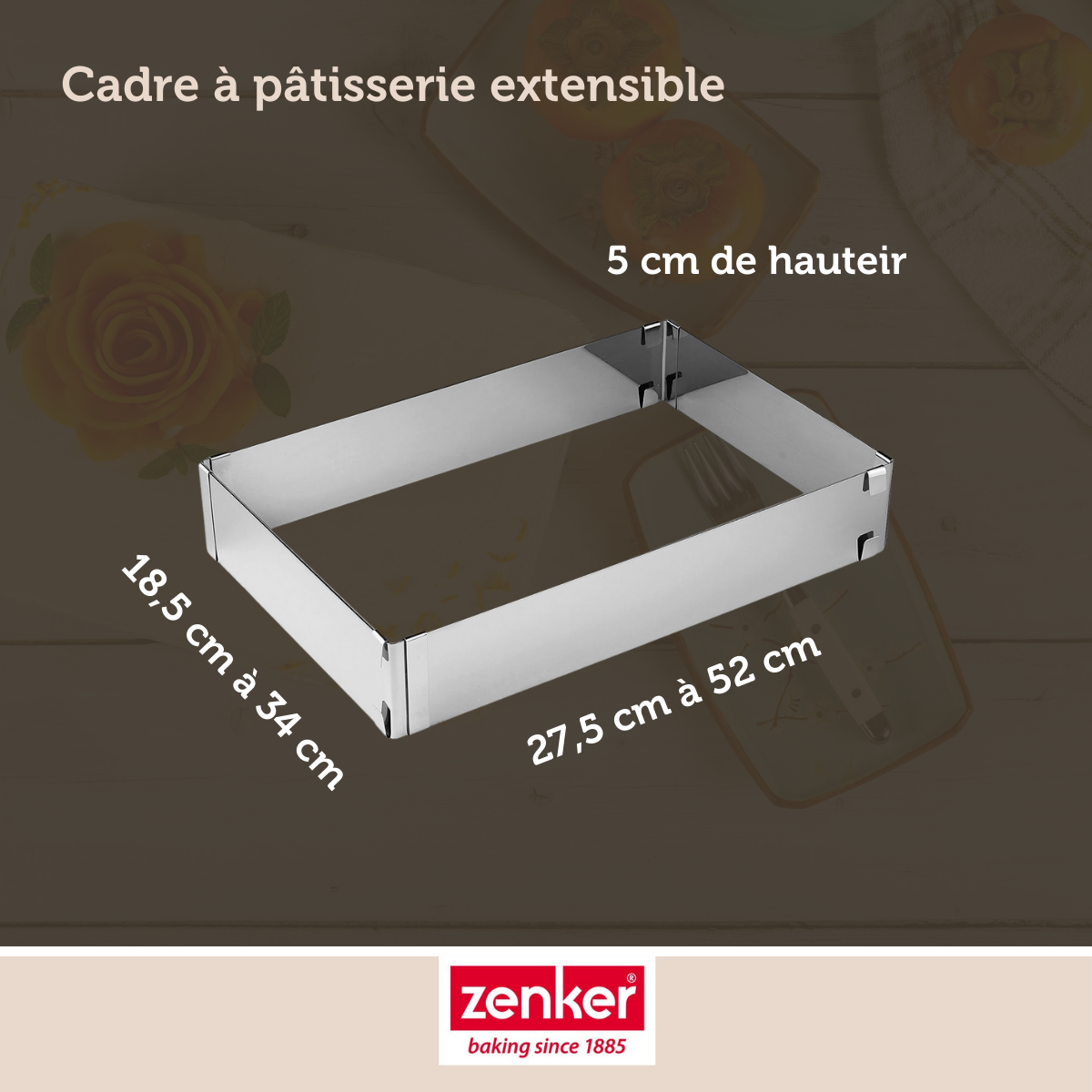 Cadre à gâteau rectangle réglable Zenker