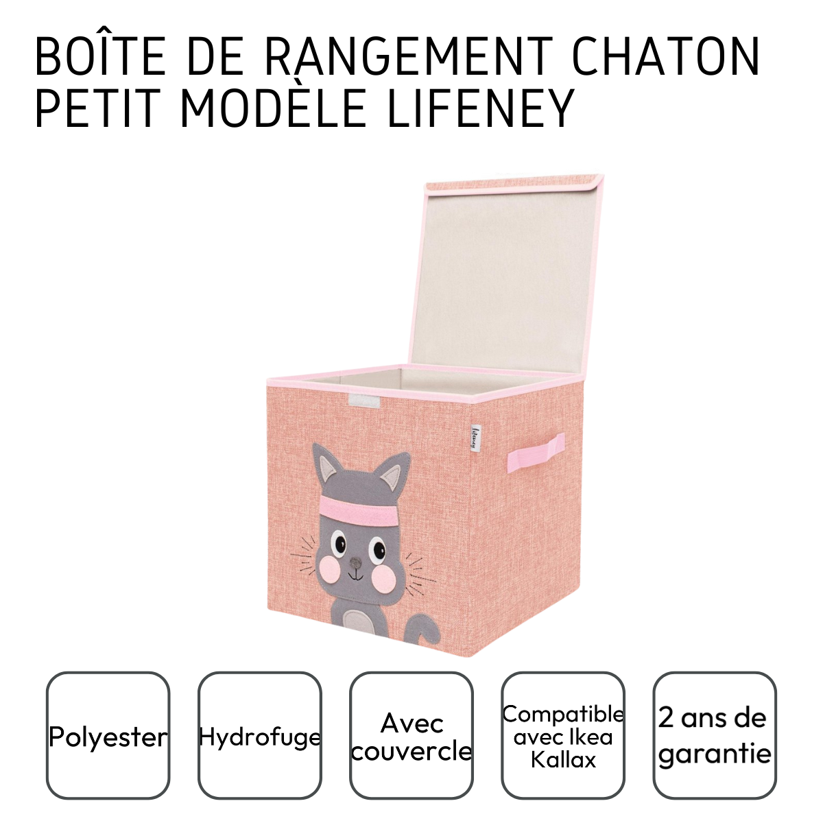 Boîte de rangement "chat" avec couvercle, compatible avec l'étagère IKEA KALLAX Lifeney