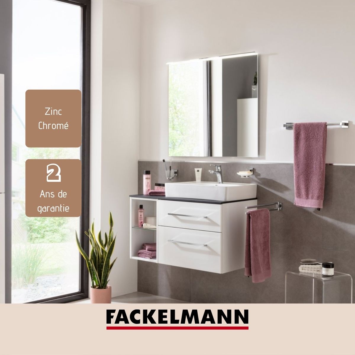 Porte serviette mural vertical gris chrome Fackelmann Mare