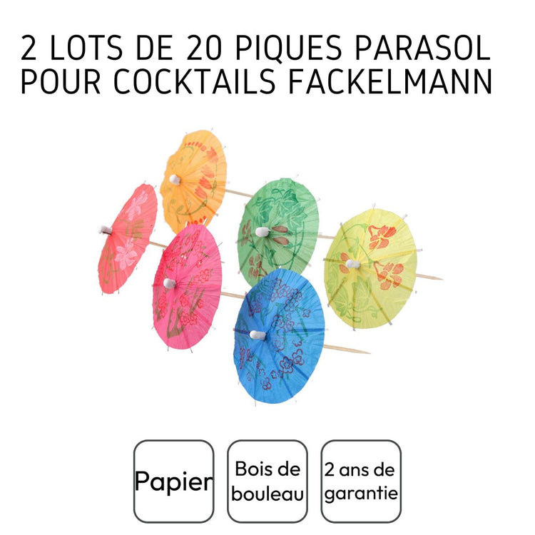 2 Lots de 20 mini parasols pour cocktail Fackelmann