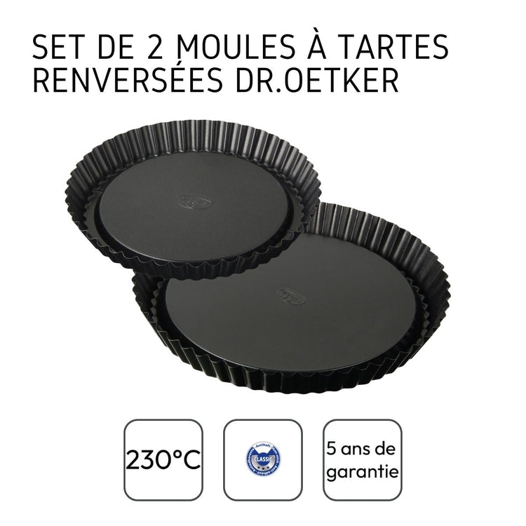 Set de 2 moules à tarte renversée 22 cm et 28 cm Dr Oetker tradition