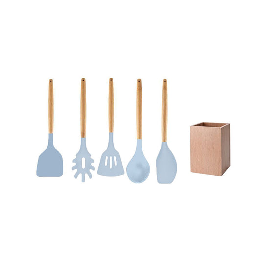 Set d'ustensiles de cuisine en bois avec pot de rangement Fackelmann