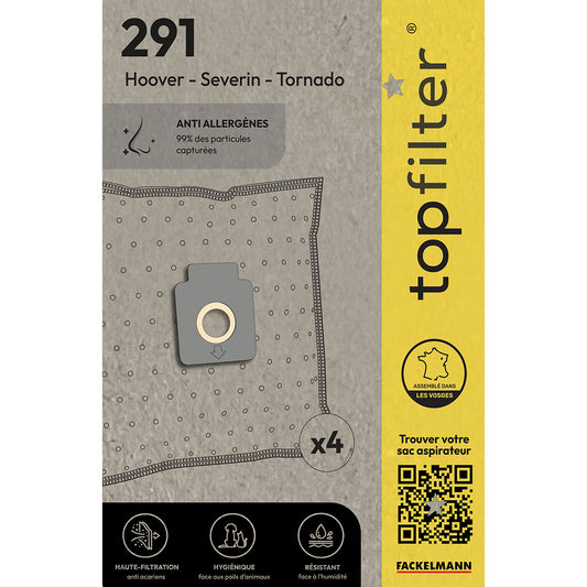 Lot de 4 sacs aspirateur pour Hoover TopFilter Premium