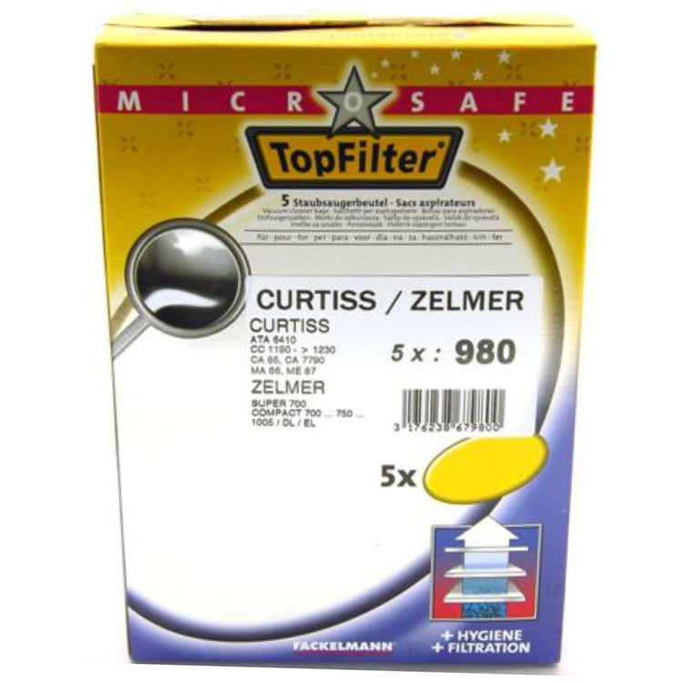 Lot de 5 sacs aspirateur compatibles Zelmer et Curtiss TopFilter