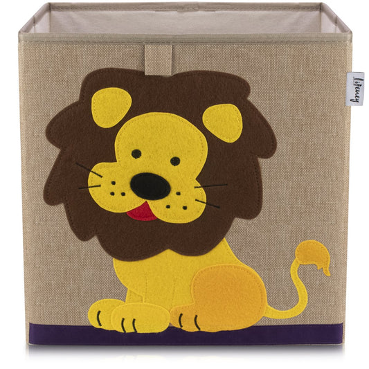 Boîte de rangement "lion" sur fond foncé , compatible avec l'étagère IKEA KALLAX Lifeney