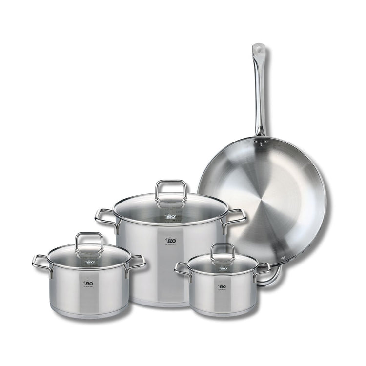 Set de 1 Poêle de cuisson 32 cm et 3 faitouts 16, 20 et 26 cm Elo Profi Citrin