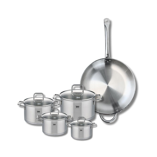 Set de 1 Poêle de cuisson 32 cm et 4 faitouts 12, 14, 16 et 20 cm Elo Profi Citrin