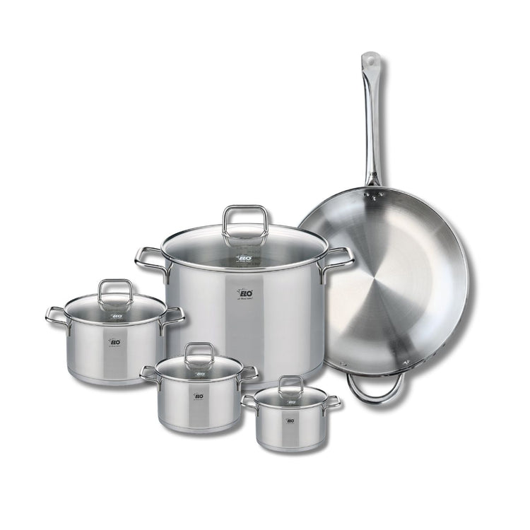 Set de 1 Poêle de cuisson 32 cm et 4 faitouts 12, 14, 16 et 26 cm Elo Profi Citrin