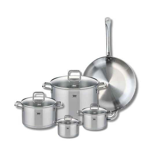 Set de 1 Poêle de cuisson 32 cm et 4 faitouts 12, 14, 20 et 26 cm Elo Profi Citrin