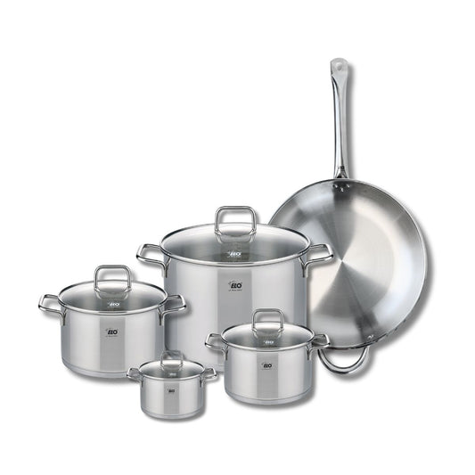 Set de 1 Poêle de cuisson 32 cm et 4 faitouts 12, 16, 20 et 26 cm Elo Profi Citrin