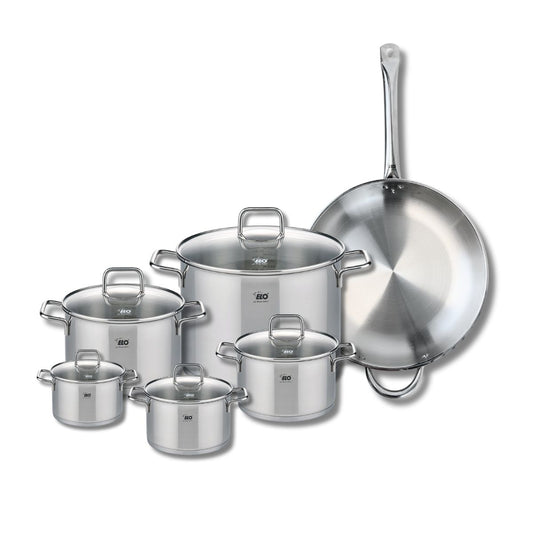 Set de 1 Poêle de cuisson 32 cm et 5 faitouts 12, 14, 16, 20 et 26 cm Elo Profi Citrin