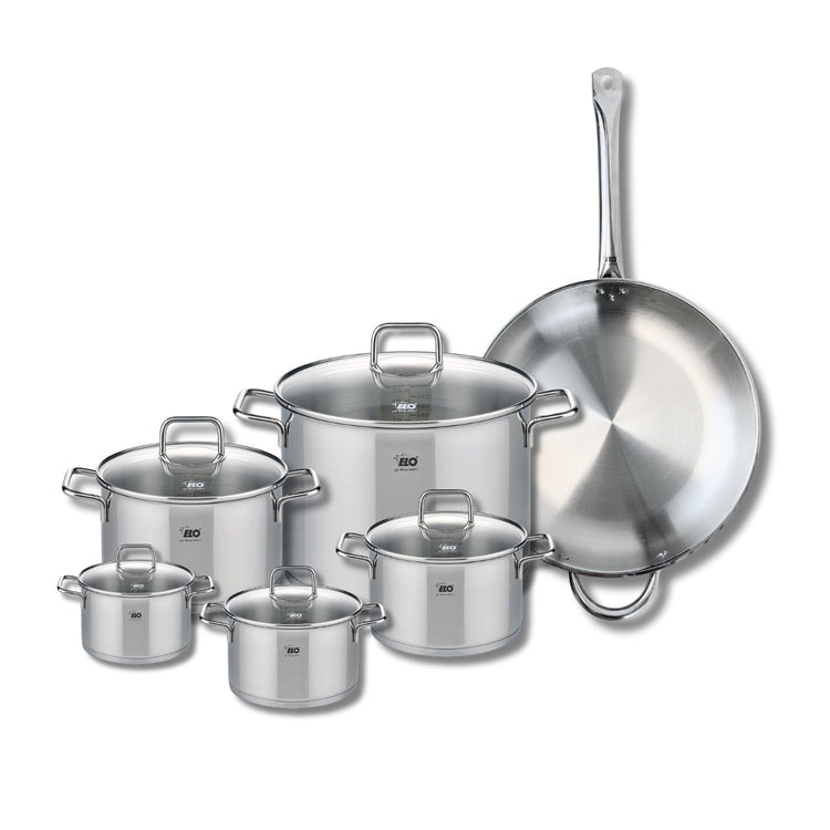 Set de 1 Poêle de cuisson 32 cm et 5 faitouts 12, 14, 16, 20 et 26 cm Elo Profi Citrin