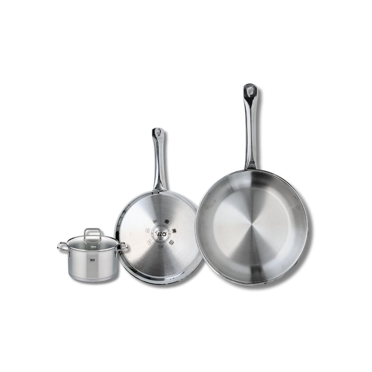 Set de 2 Poêles de cuisson 24 et 28 cm et 1 faitout 12 cm Elo Profi Citrin