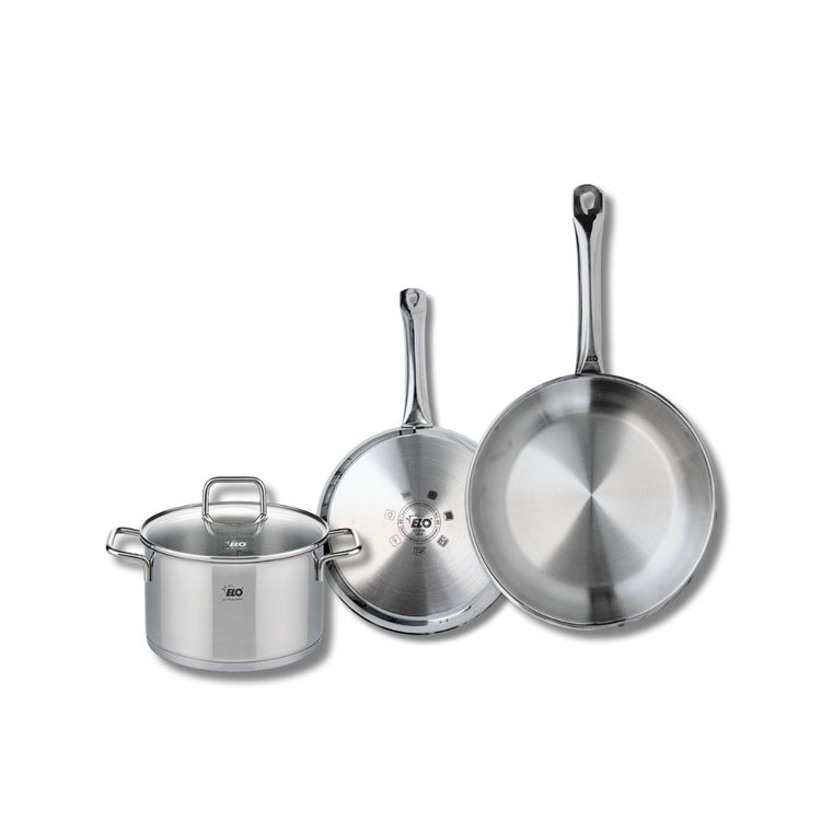 Set de 2 Poêles de cuisson 24 et 28 cm et 1 faitout 20 cm Elo Profi Citrin