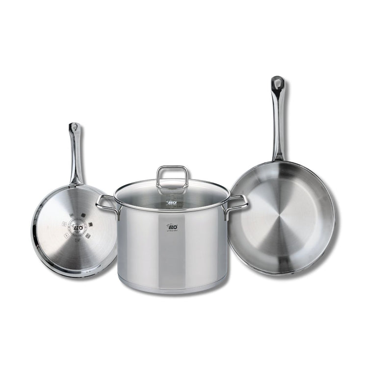 Set de 2 Poêles de cuisson 24 et 28 cm et 1 faitout 26 cm Elo Profi Citrin