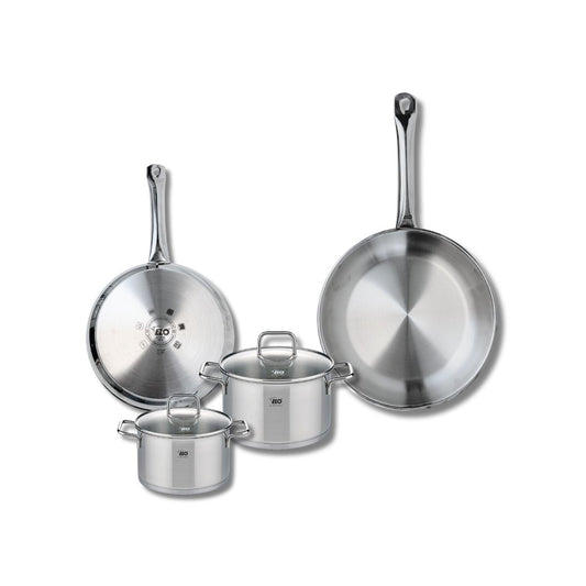 Set de 2 Poêles de cuisson 24 et 28 cm et 2 faitouts 14 et 16 cm Elo Profi Citrin