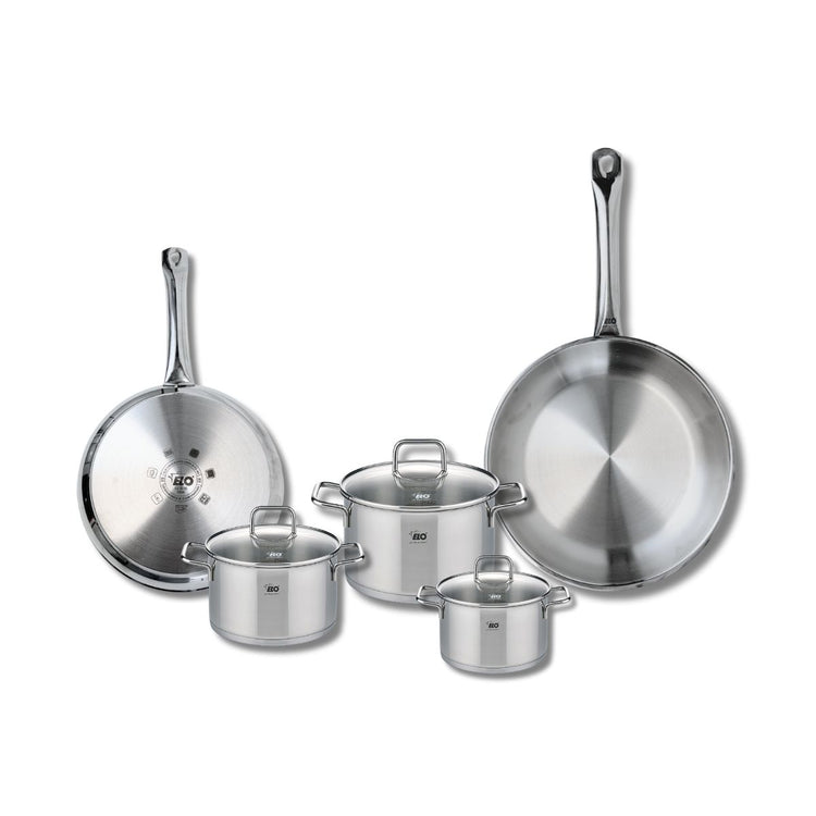 Set de 2 Poêles de cuisson 24 et 28 cm et 3 faitouts 12, 14 et 16 cm Elo Profi Citrin