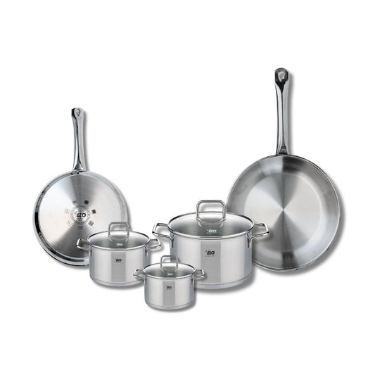 Set de 2 Poêles de cuisson 24 et 28 cm et 3 faitouts 12, 14 et 20 cm Elo Profi Citrin