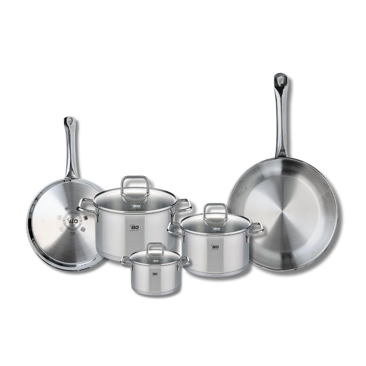 Set de 2 Poêles de cuisson 24 et 28 cm et 3 faitouts 12, 16 et 20 cm Elo Profi Citrin