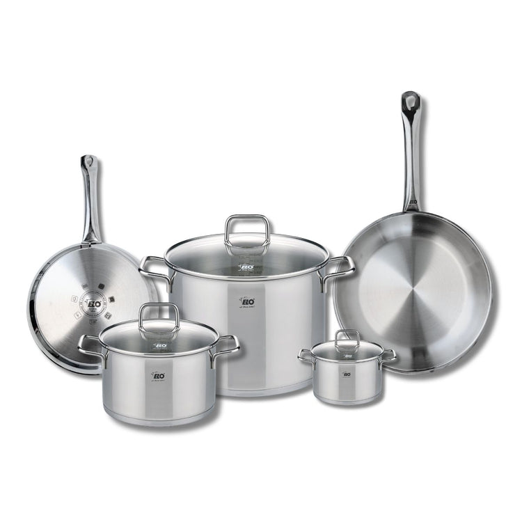 Ensemble de 2 Poêles de cuisson 24 et 28 cm et 3 faitouts 12, 20 et 26 cm Elo Profi Citrin