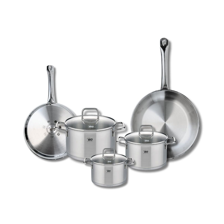 Ensemble de 2 Poêles de cuisson 24 et 28 cm et 3 faitouts 14, 16 et 20 cm Elo Profi Citrin