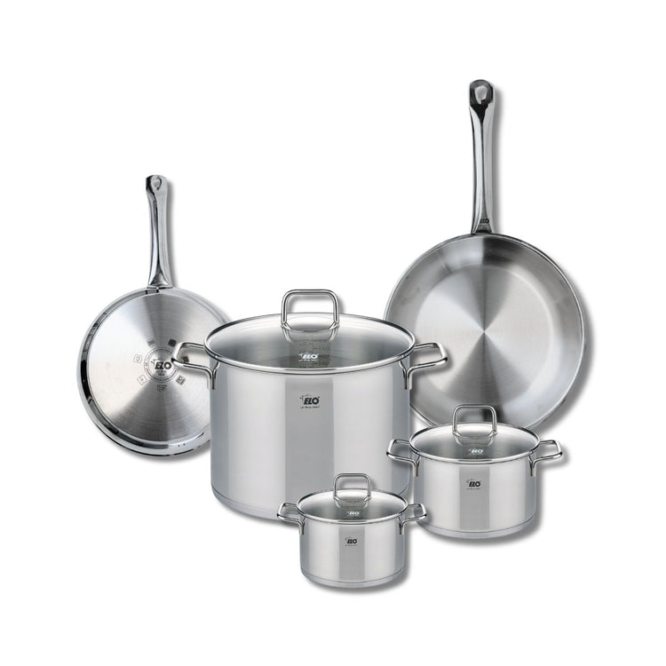 Ensemble de 2 Poêles de cuisson 24 et 28 cm et 3 faitouts 14, 16 et 26 cm Elo Profi Citrin