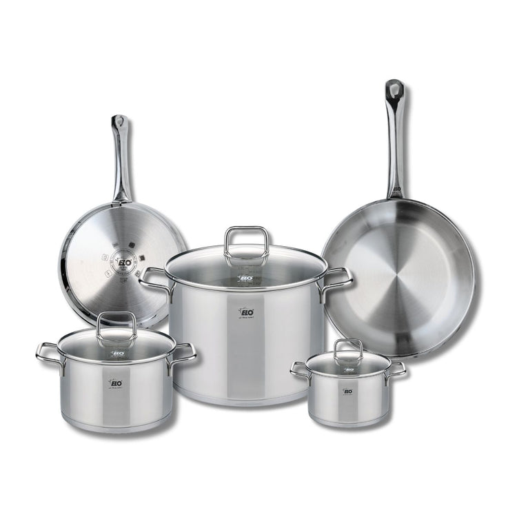 Ensemble de 2 Poêles de cuisson 24 et 28 cm et 3 faitouts 14, 20 et 26 cm Elo Profi Citrin