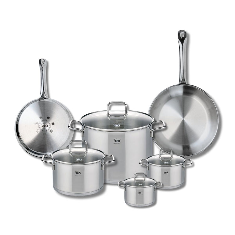 Ensemble de 2 Poêles de cuisson 24 et 28 cm et 4 faitouts 12, 14, 20 et 26 cm Elo Profi Citrin