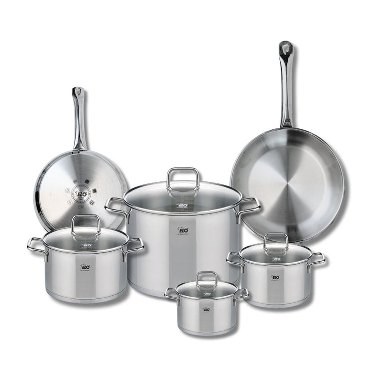 Ensemble de 2 Poêles de cuisson 24 et 28 cm et 4 faitouts 14, 16, 20 et 26 cm Elo Profi Citrin