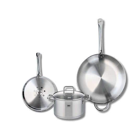 Ensemble de 2 Poêles de cuisson 24 et 32 cm et 1 faitout 20 cm Elo Profi Citrin