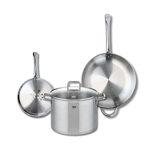 Ensemble de 2 Poêles de cuisson 24 et 32 cm et 1 faitout 26 cm Elo Profi Citrin